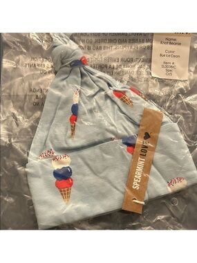 Spearmint LOVE Ice Cream Knot Beanie - Blue